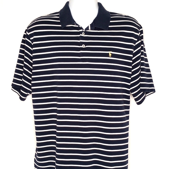 Polo by Ralph Lauren Men's Blue White Striped Short Sleeve Knit Polo XXL - Picture 2 of 9